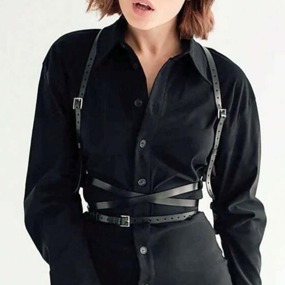 Vegan Leather Wrap-Around Suspender Harness Belt - Picture 4 of 9